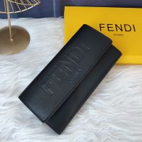 Fendi Continental Wallet In FENDI ROMA Motif Calfskin Black