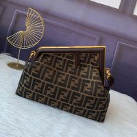 Fendi Medium First Bag FF Jacquard Fabric Brown
