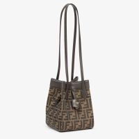 Fendi Mini Origami Bag In FF Jacquard Fabric Brown