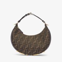 Fendi Small Fendigraphy Hobo Bag In FF Jacquard Fabric Brown