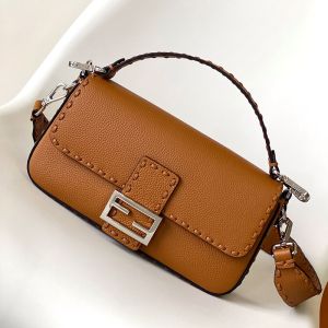 Fendi Medium Baguette Selleria Bag In Cuoio Romano Leather Brown