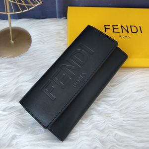 Fendi Continental Wallet In FENDI ROMA Motif Calfskin Black