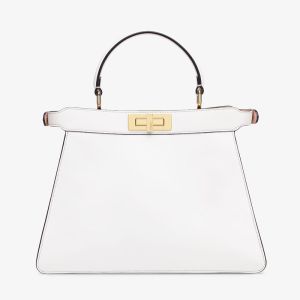 Fendi Medium Peekaboo ISeeU Bag In Nappa Laether White
