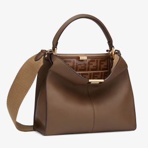 Fendi Medium Peekaboo X-Lite Bag In Leather Coffee