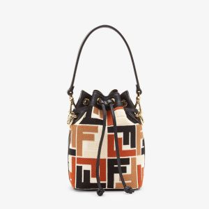 Fendi Mini Mon Tresor Bucket Bag In Multicolor FF Motif Canvas Black